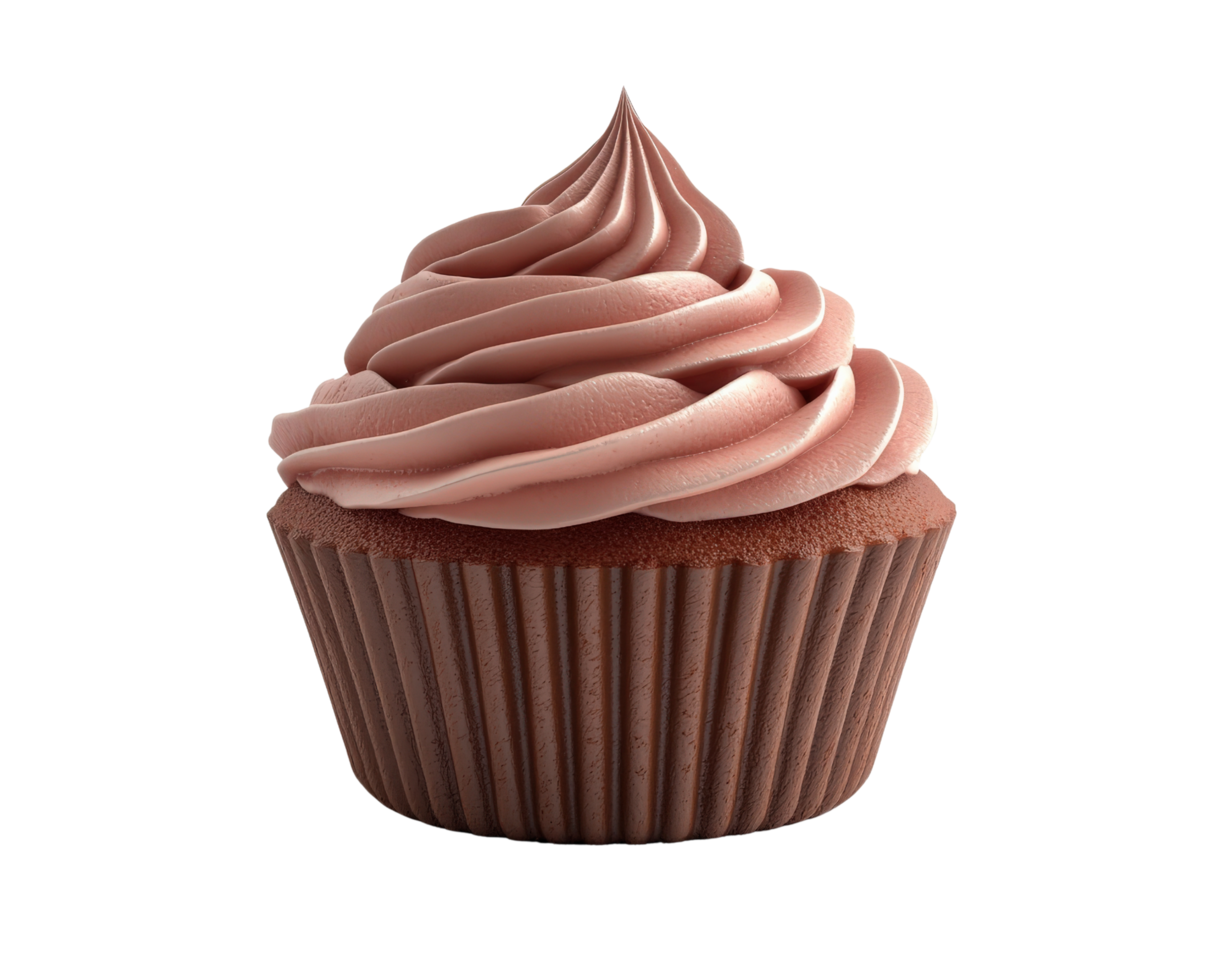 A cupcake with chocolate frosting on a black background png