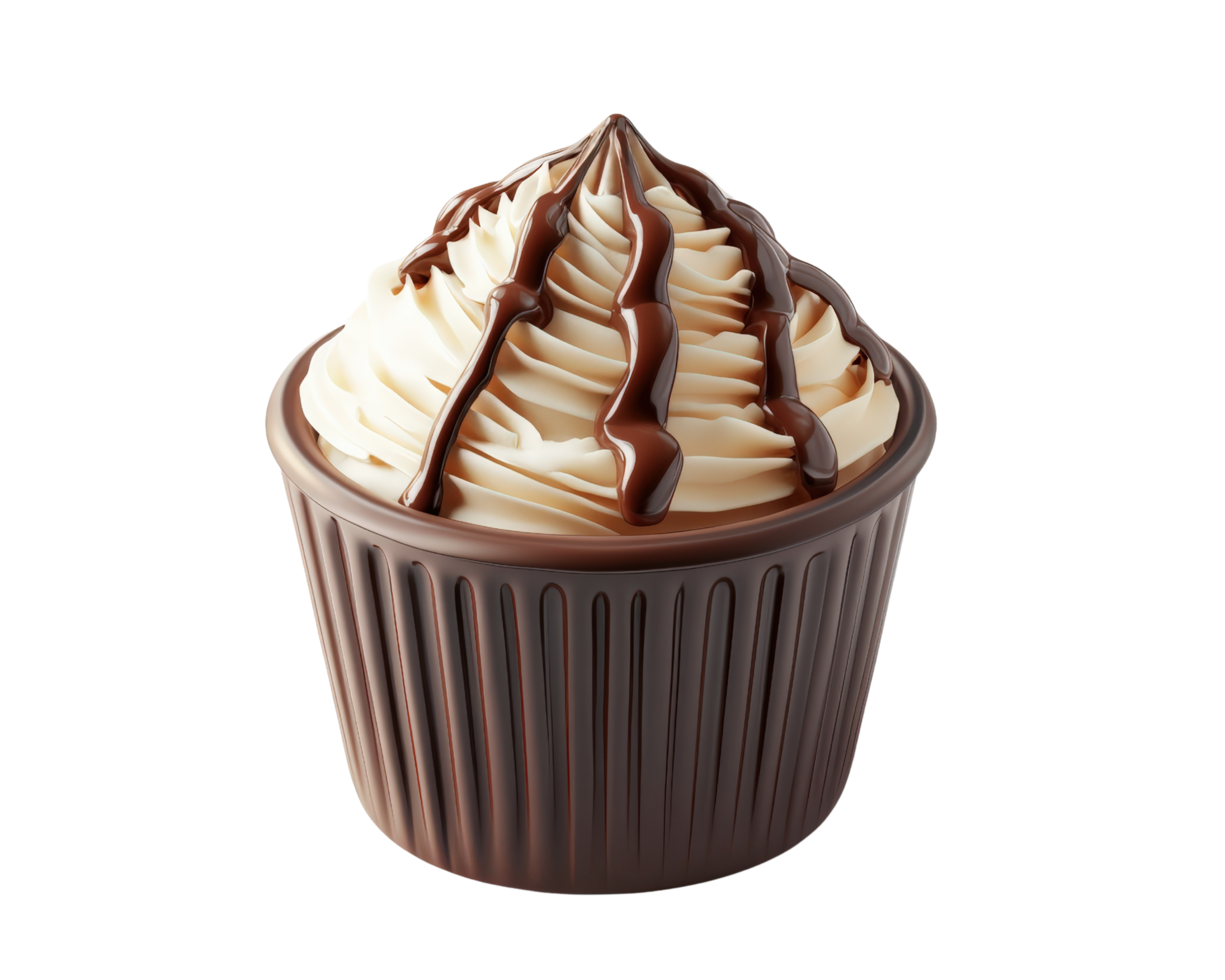 A cupcake with chocolate frosting on top png