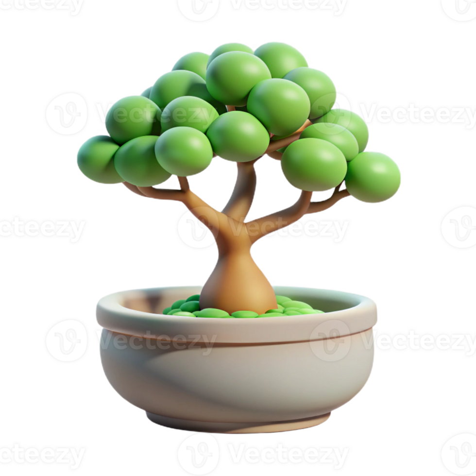 wonderful modern A bonsai tree in a ceramic pot, soft light, minimalist style premium png