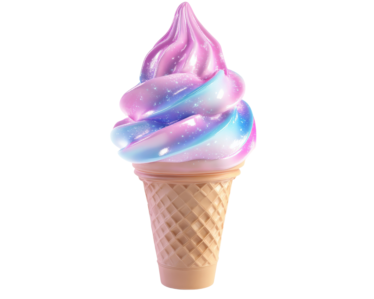 a gelo creme cone com uma arco Iris redemoinho em topo png