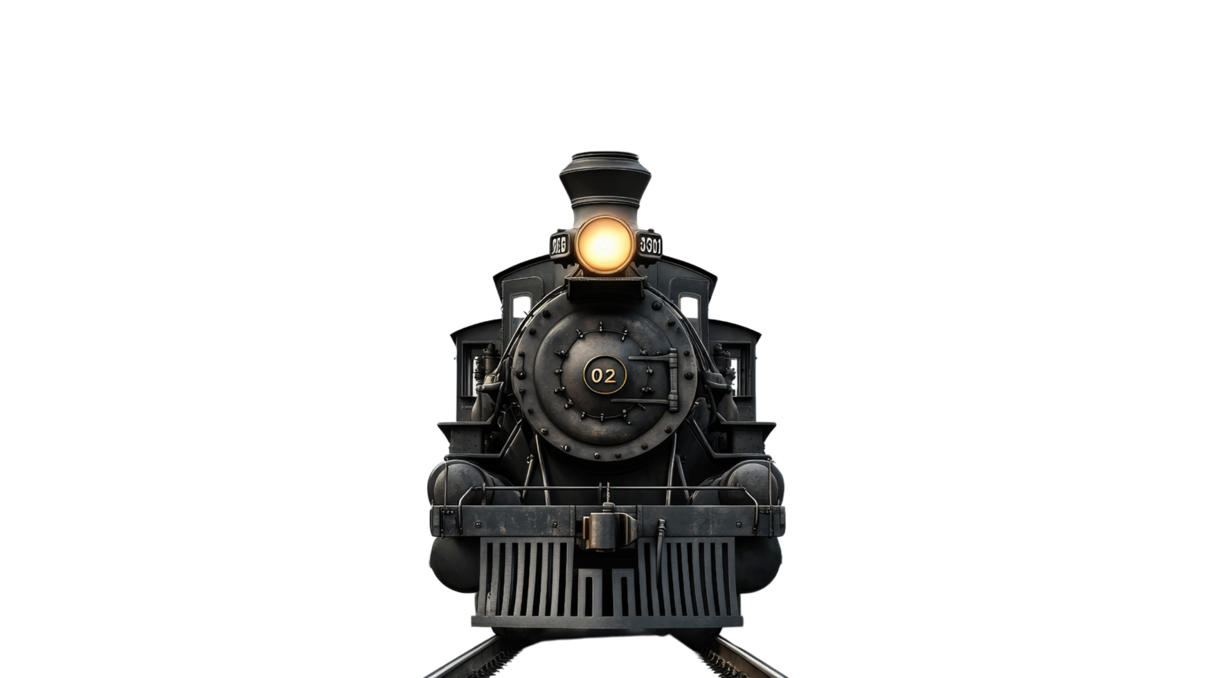 A black train engine with a light on it png