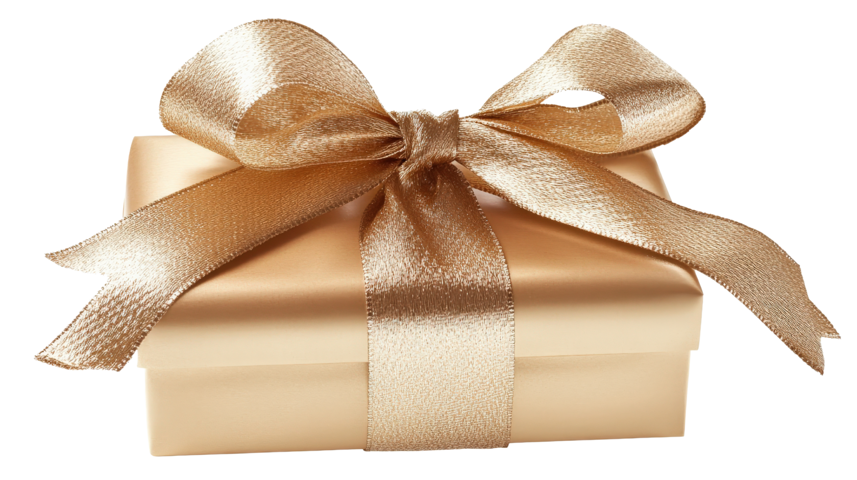 Gold gift box with ribbon on a black background png