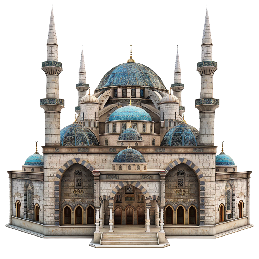 Architectural Rendering of a Grand Mosque with Intricate Details png