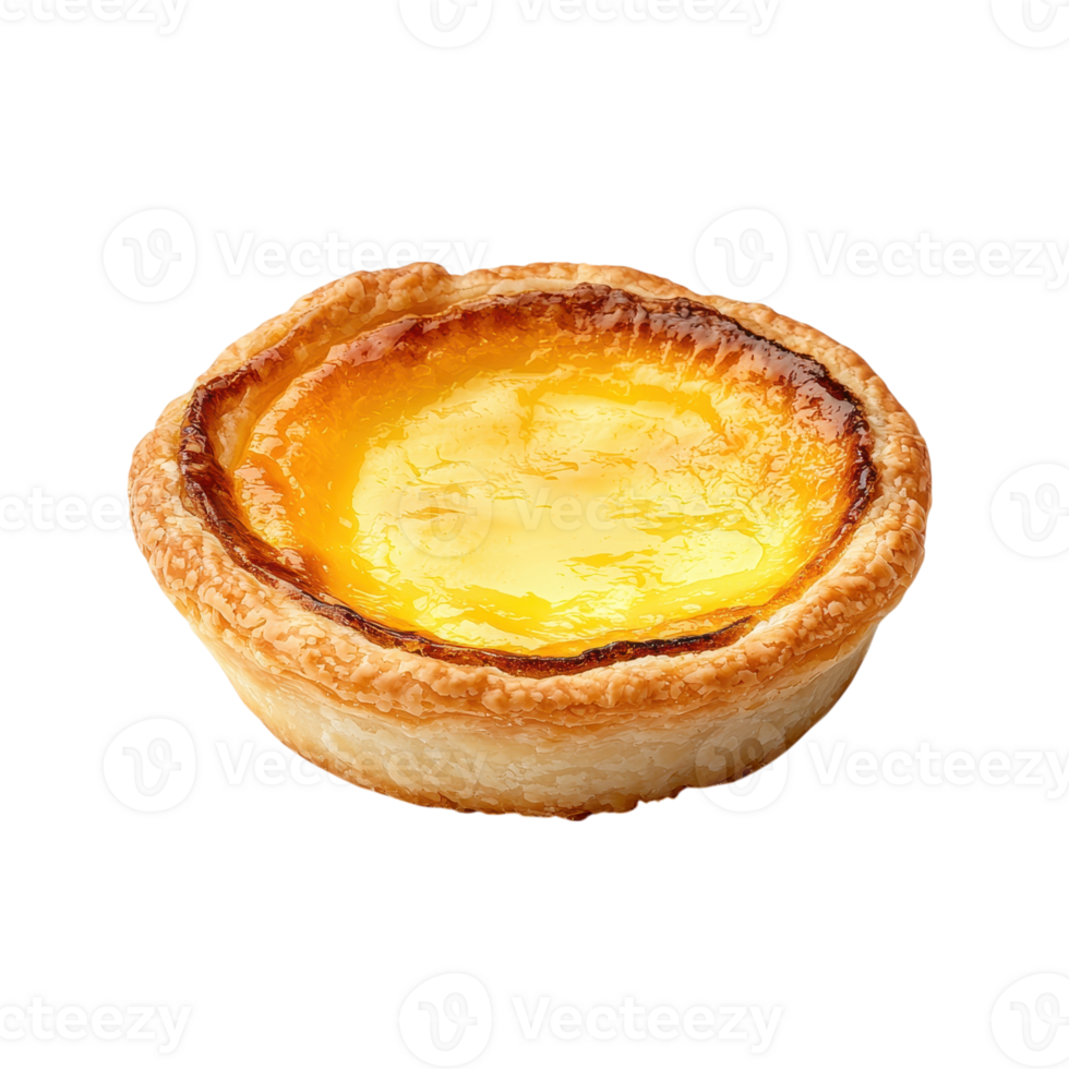 Delicious egg tart on a transparent background. Perfect for dessert or snack. Close up shot. png