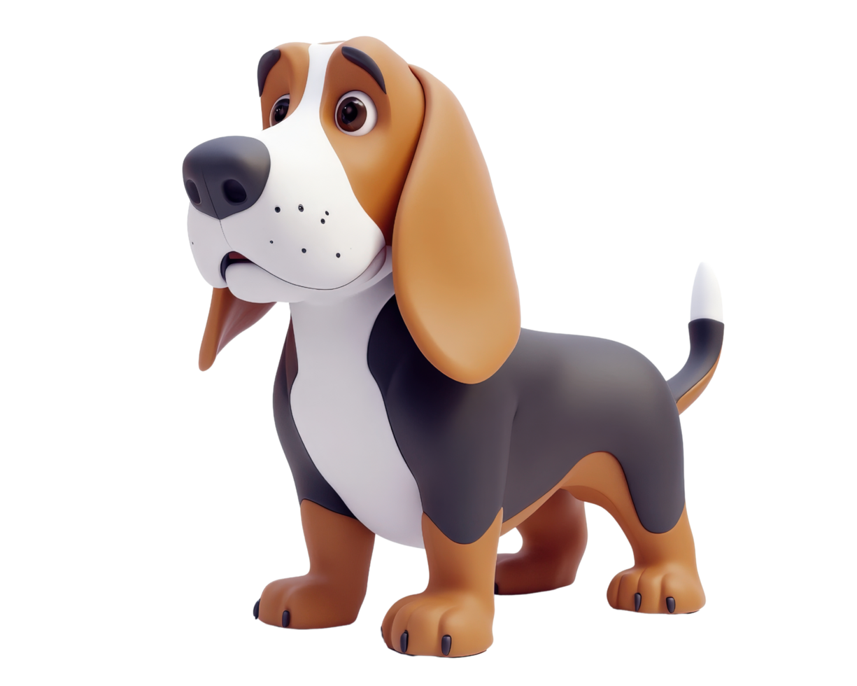 A cartoon dog with a black and white face png