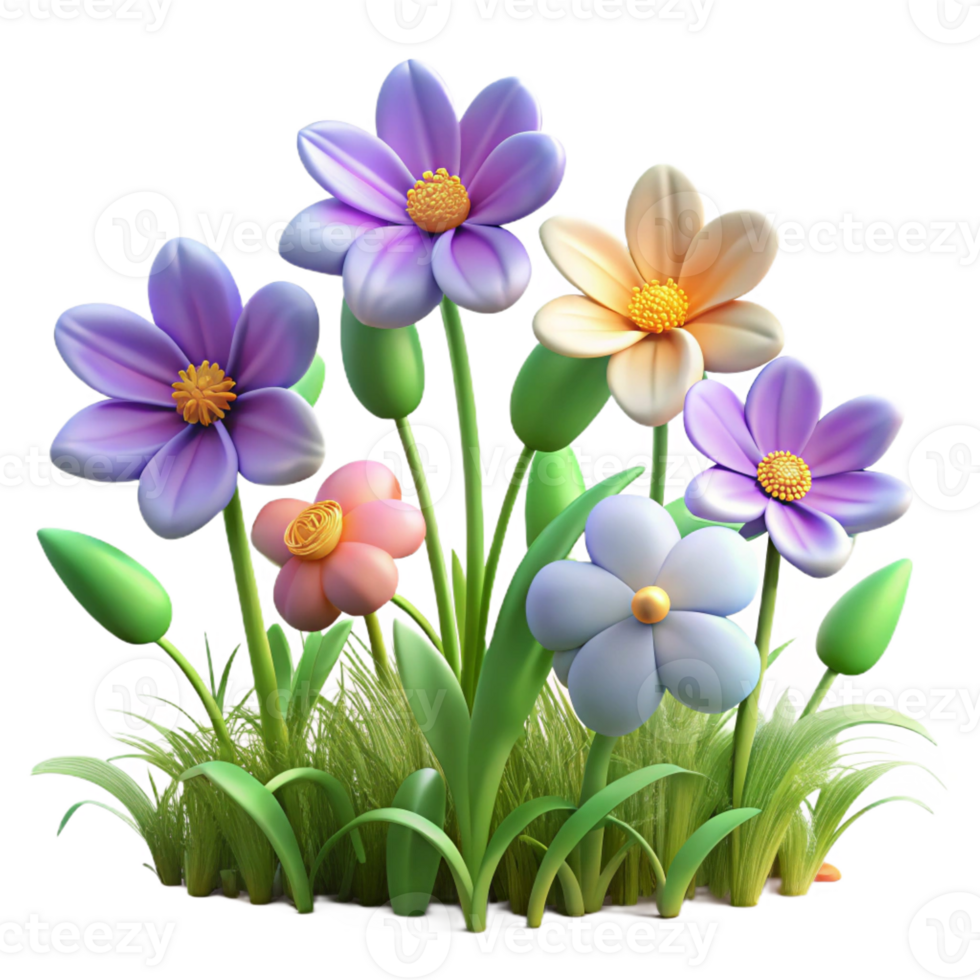 dramatic classic A group of wildflowers in a meadow, natural light, impressionistic style professional png