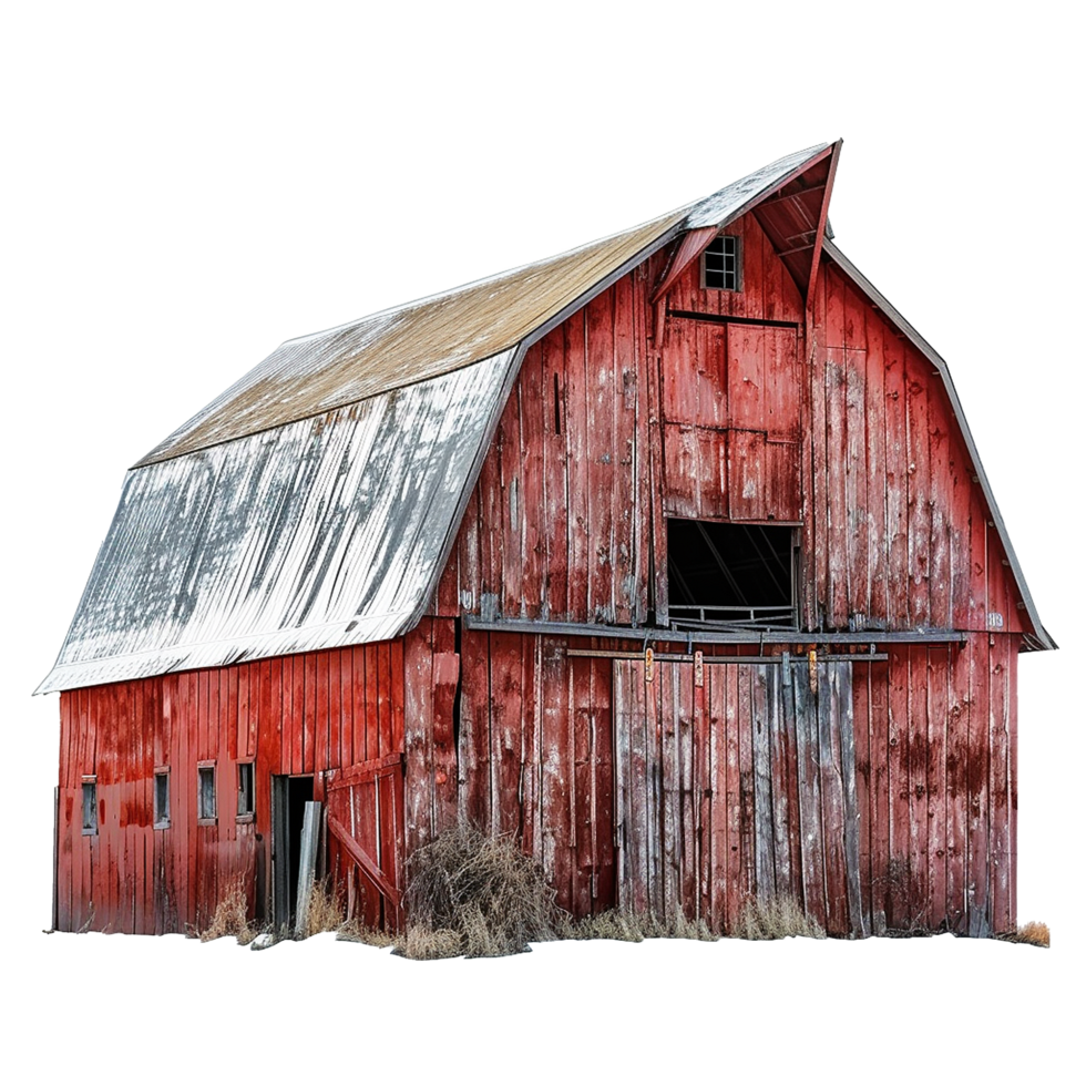 Rustic Red Barn in Winter Scenery AweInspiring Image of an Old Farm Building png