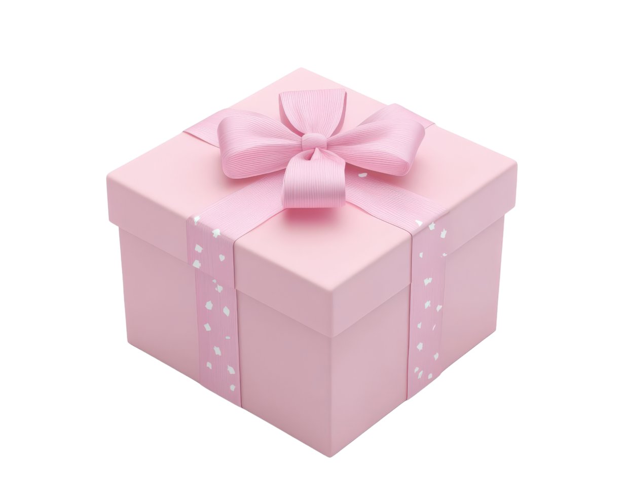 A pink gift box with a bow on a black background png