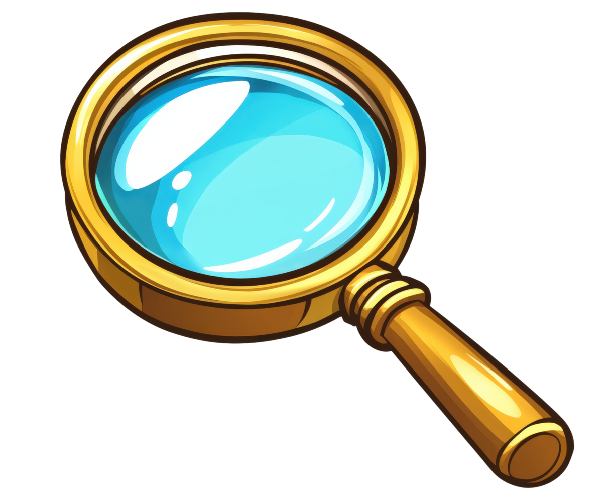 A magnifying glass icon on a black background png