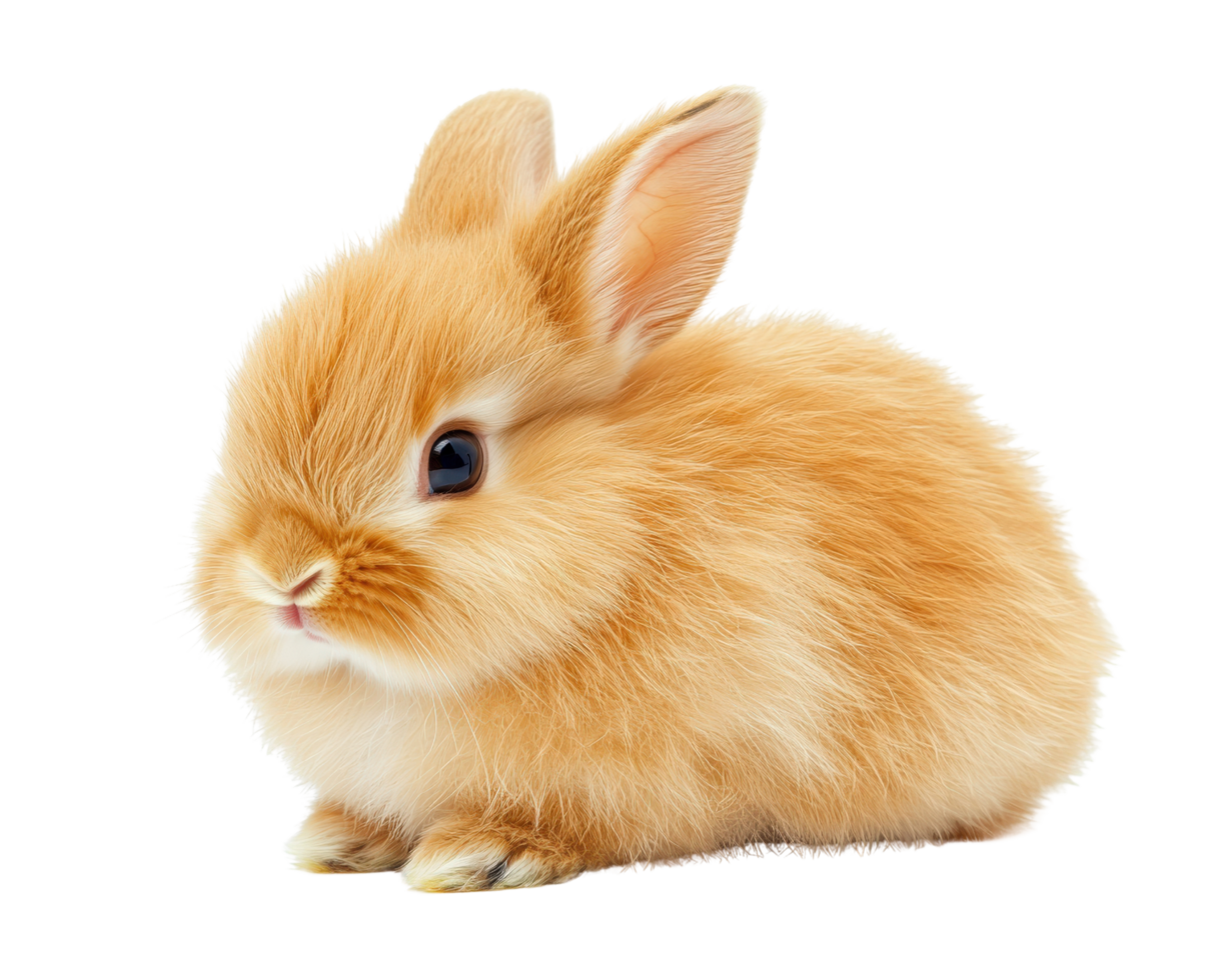 A small orange rabbit is sitting on a black background png