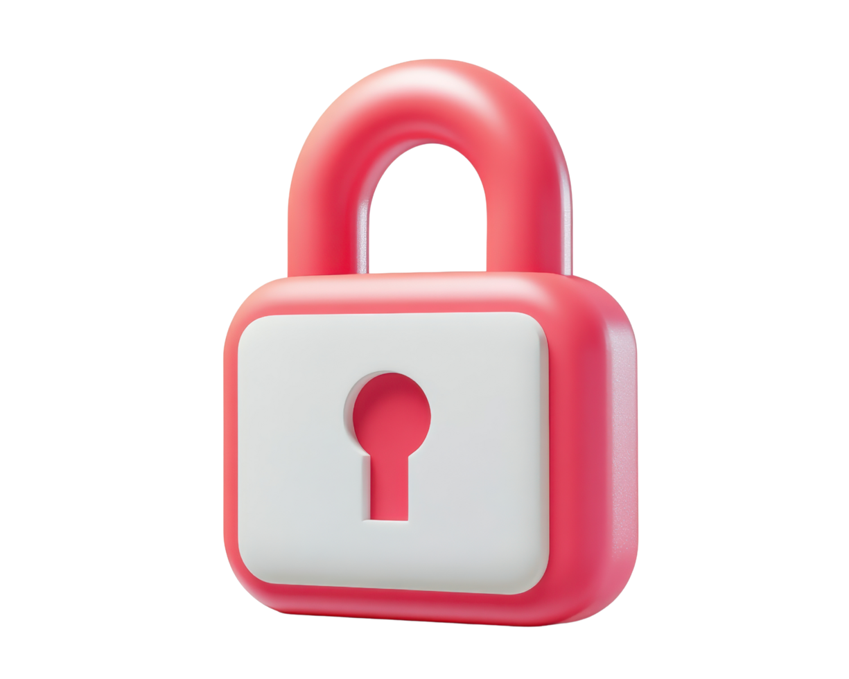 A pink lock with a white keyhole png