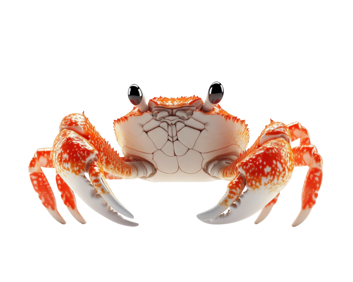 A crab with orange and white stripes png
