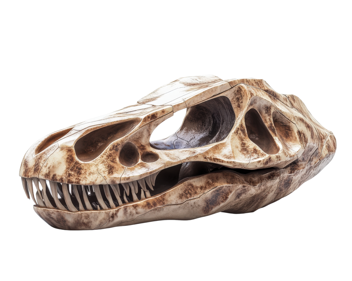 A t - rex skull on a black background png