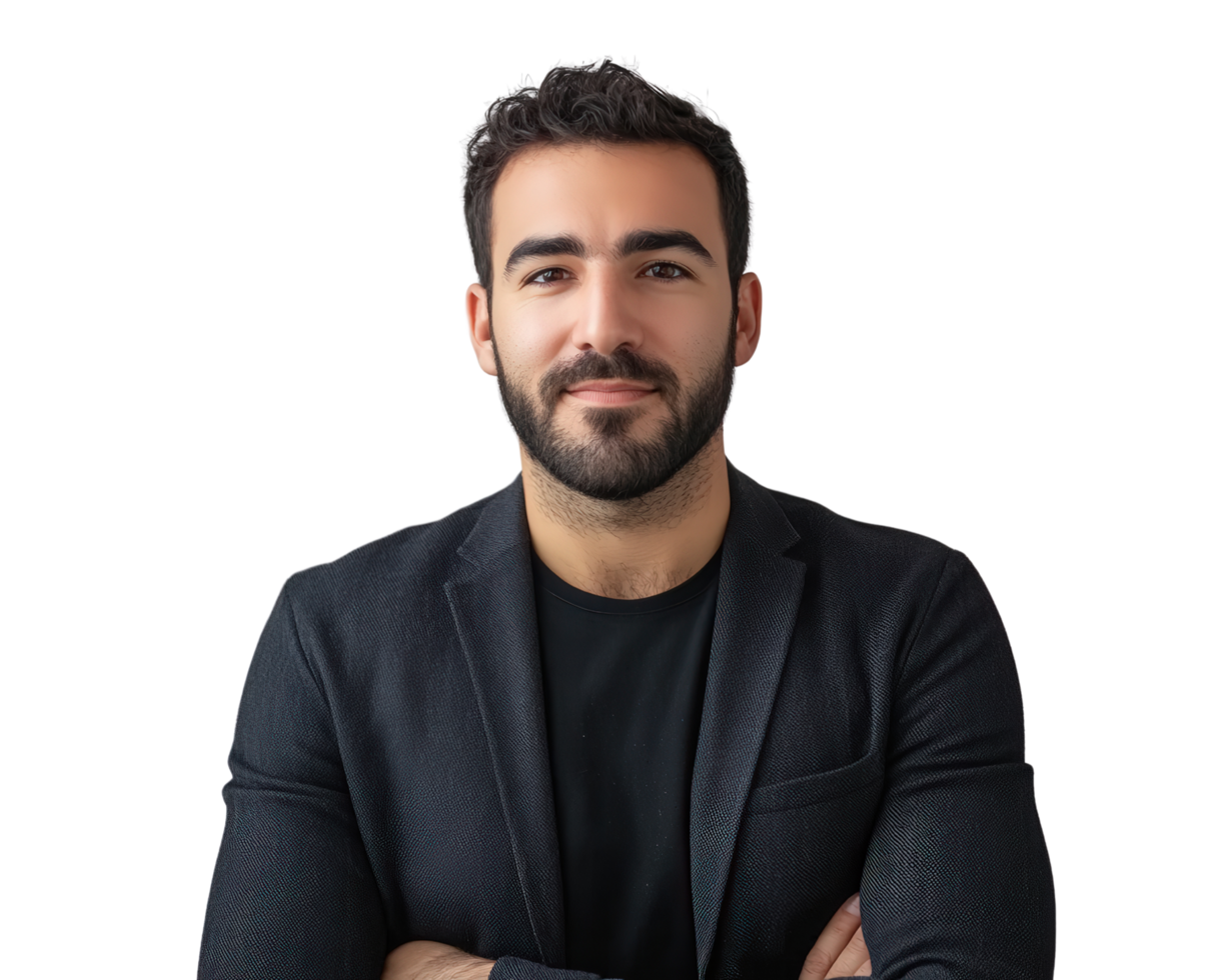 A man with a beard and a black shirt png