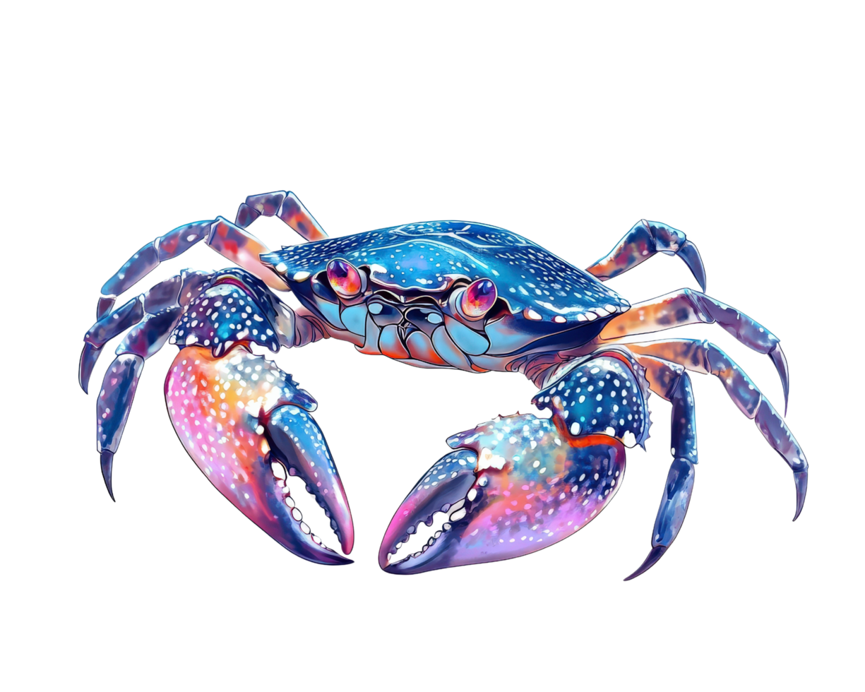A crab with colorful paint on its body png