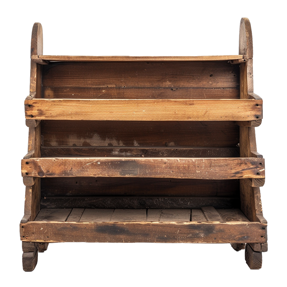 Rustic Wooden ThreeTiered Shelf Display Stand Vintage Antique Farmhouse Decor png