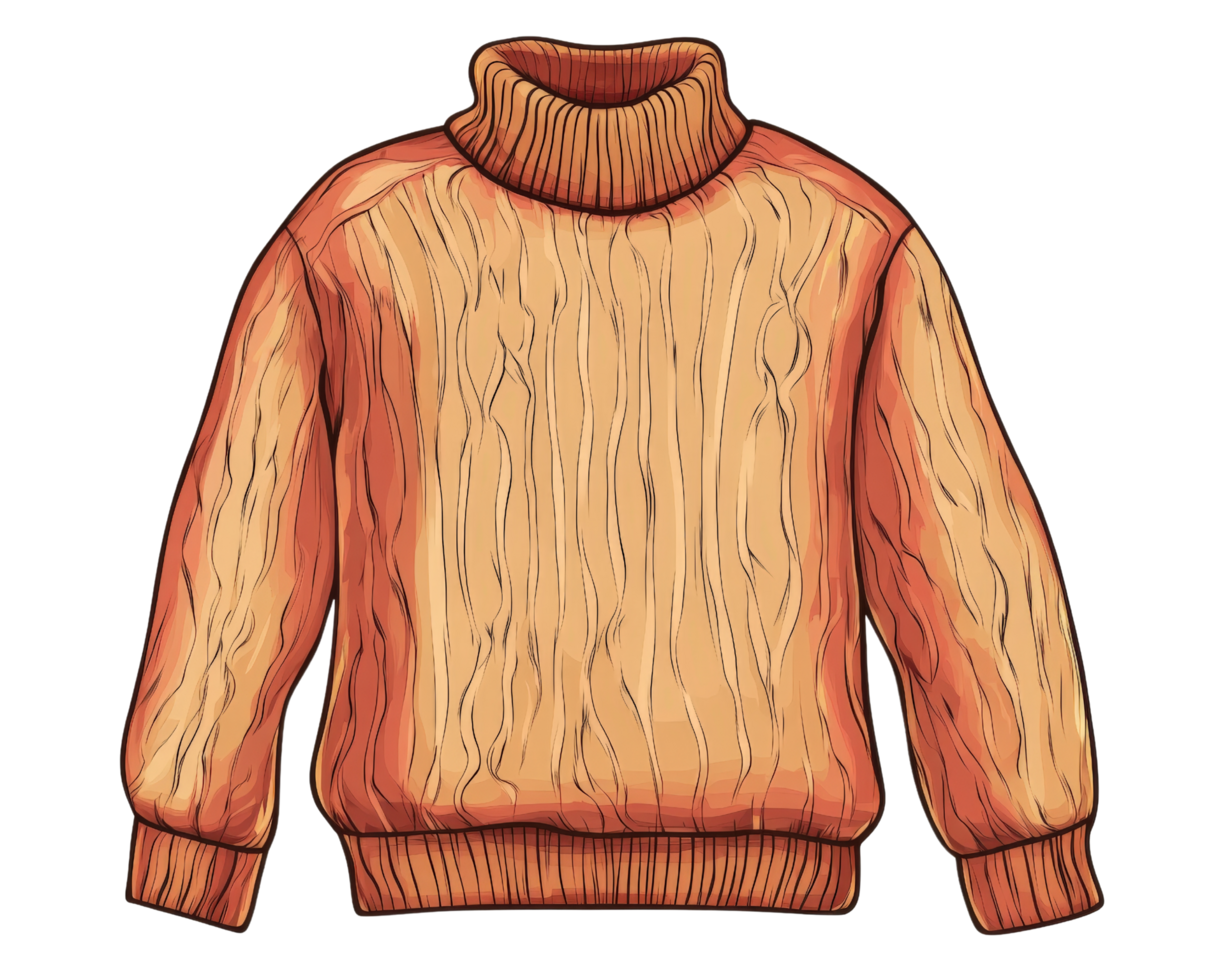 An orange sweater with a turtle neck png