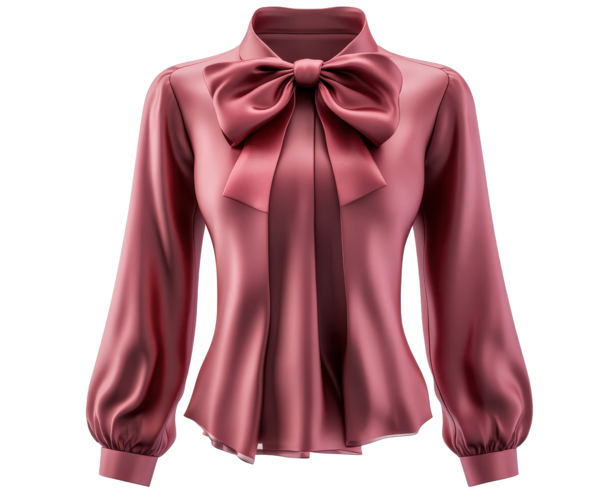 A pink blouse with a bow on the front png