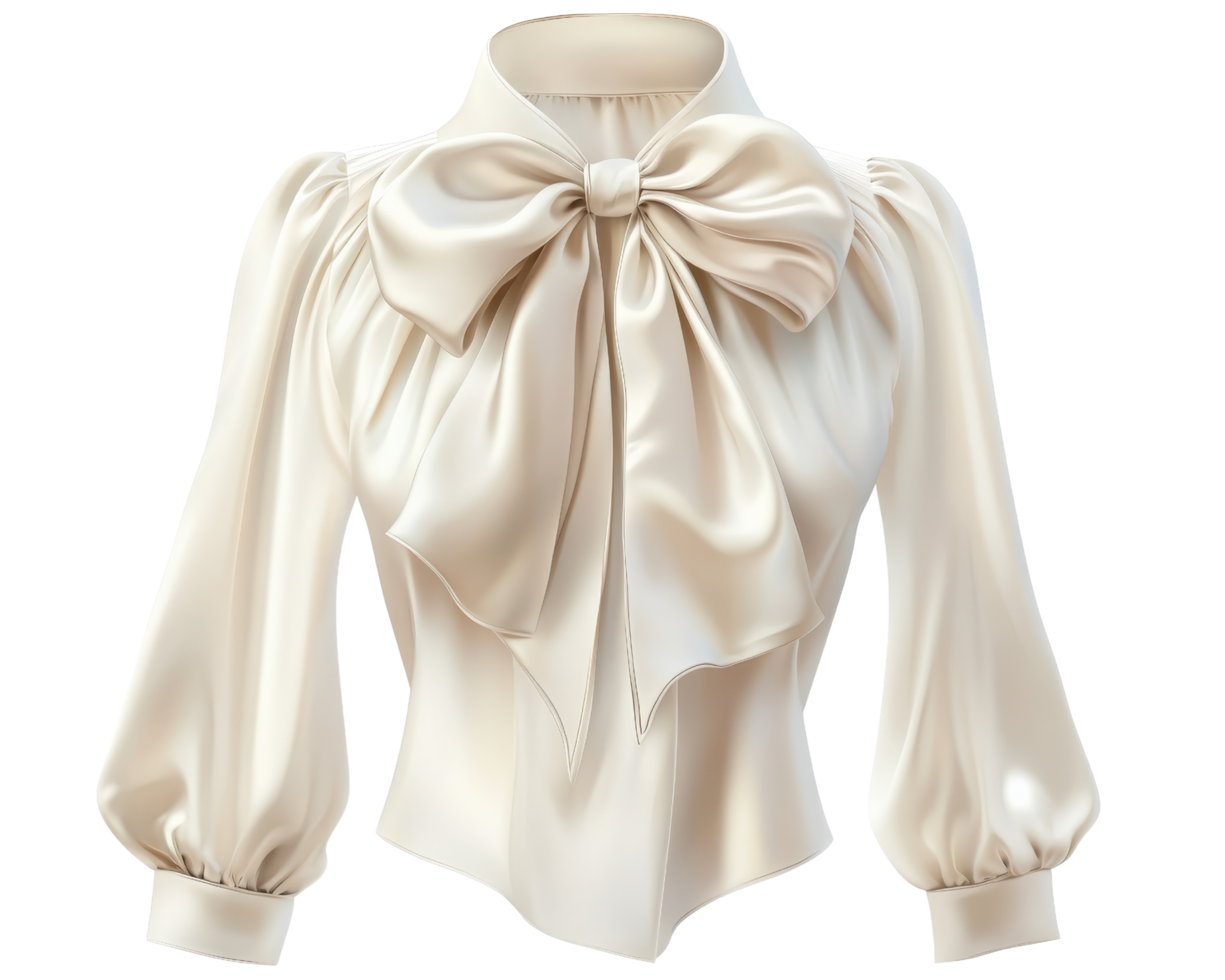 A white blouse with a large bow on the front png