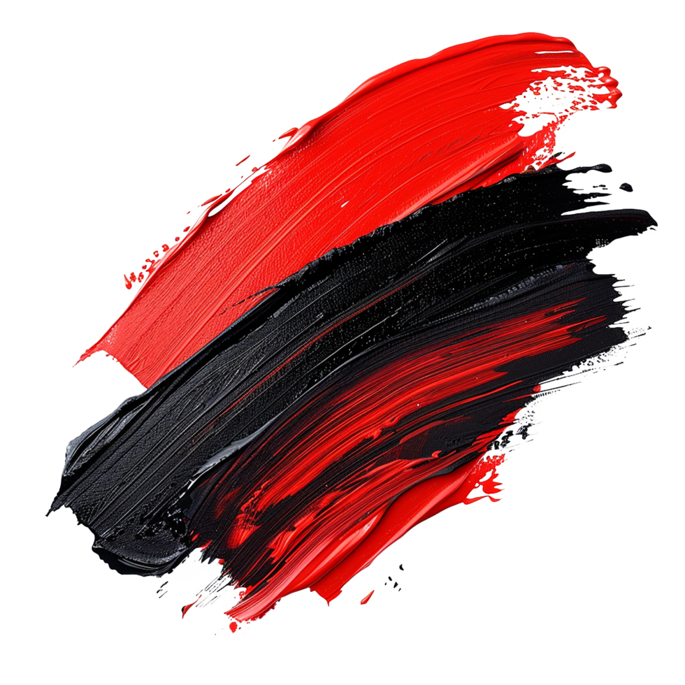 Abstract Red and Black Paint Strokes on White Background Dynamic Swirl Composition png