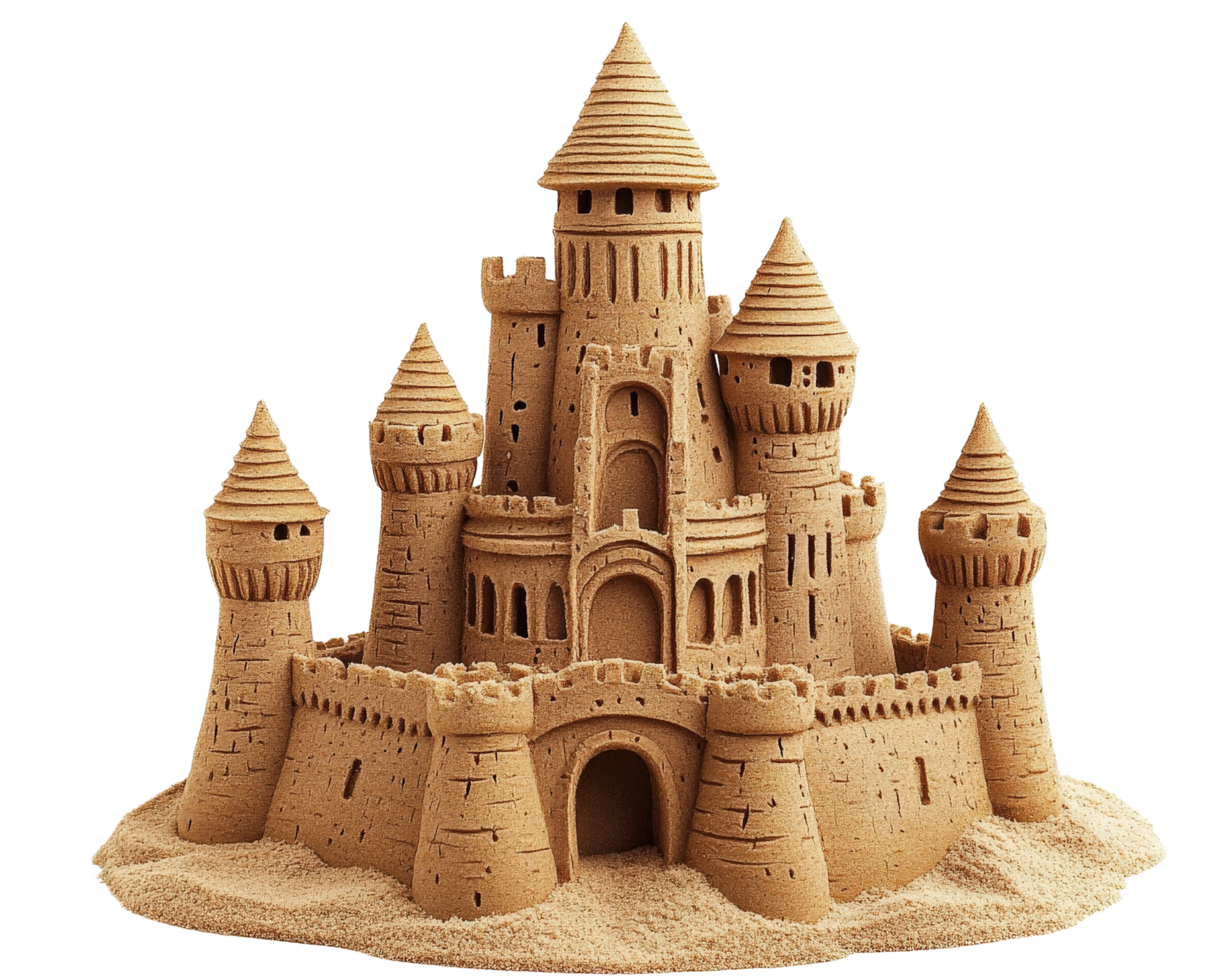 A sand castle is shown in the sand png