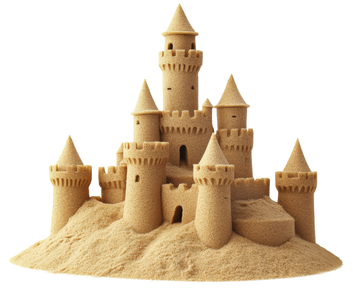 A sand castle is shown on a black background png