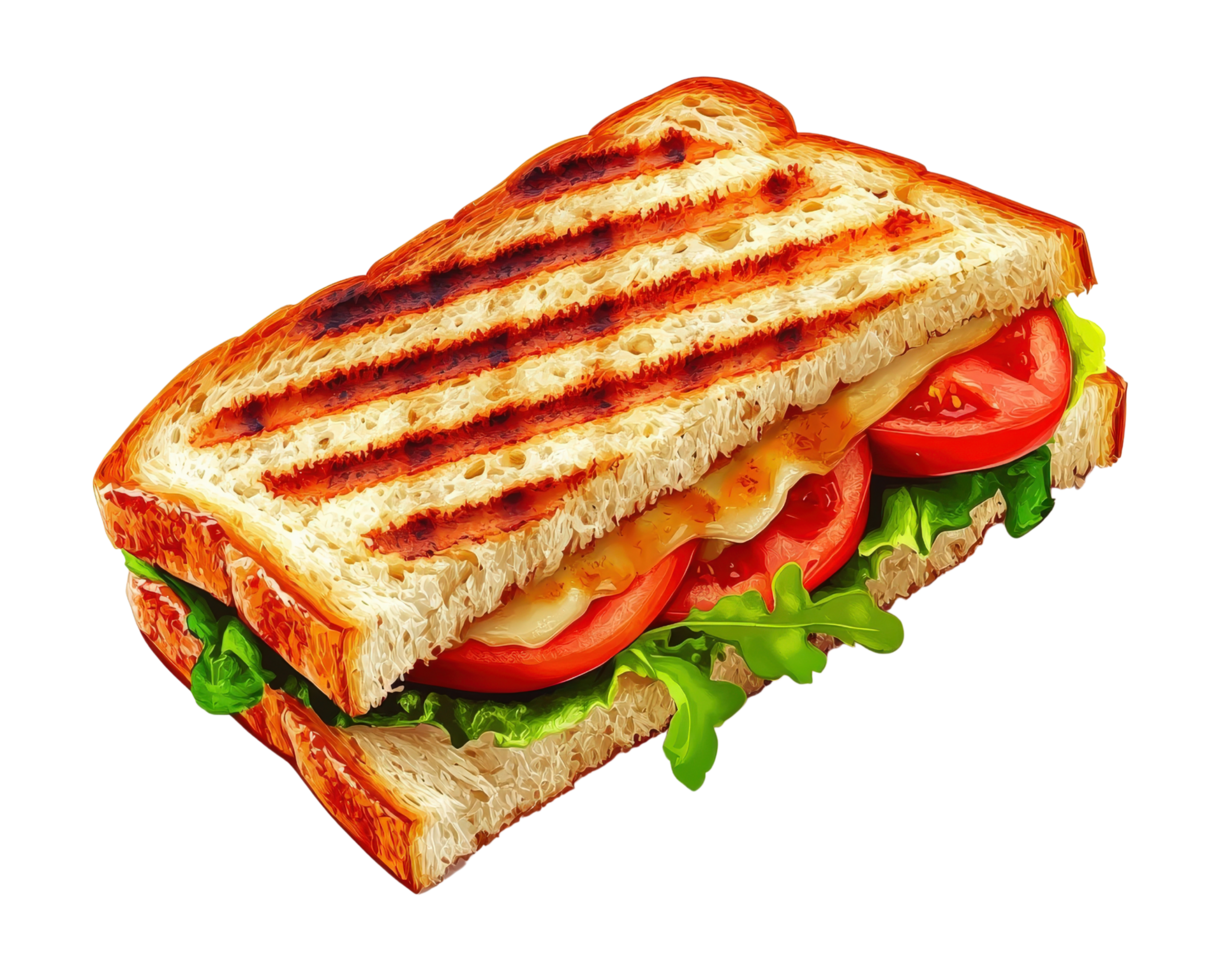 A grilled sandwich with tomatoes and lettuce png