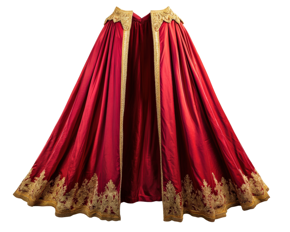 A red cape with gold embroidery on it png