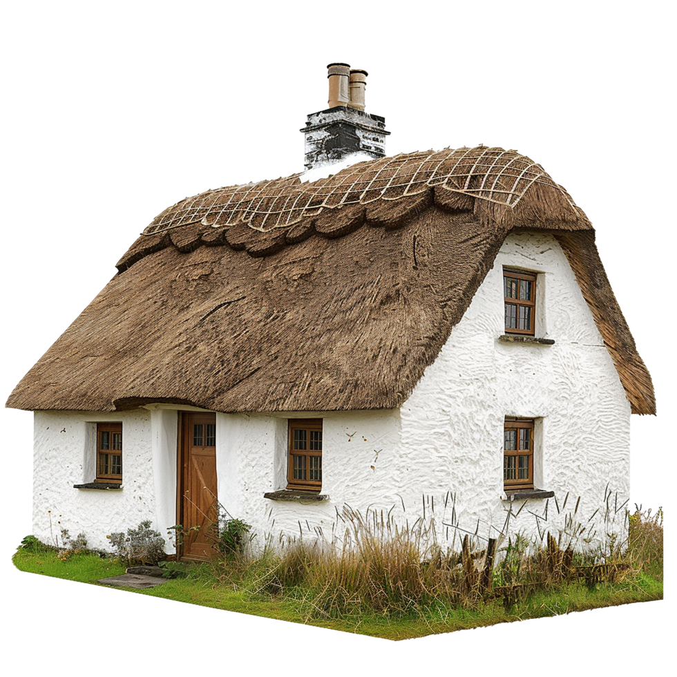 Charming ThatchedRoof Cottage in Ireland A Picturesque Rural Scene png