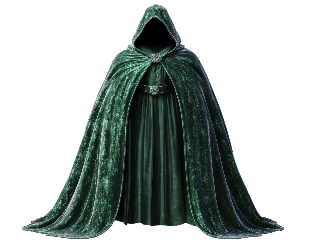 A green cloak with a hood and hood png