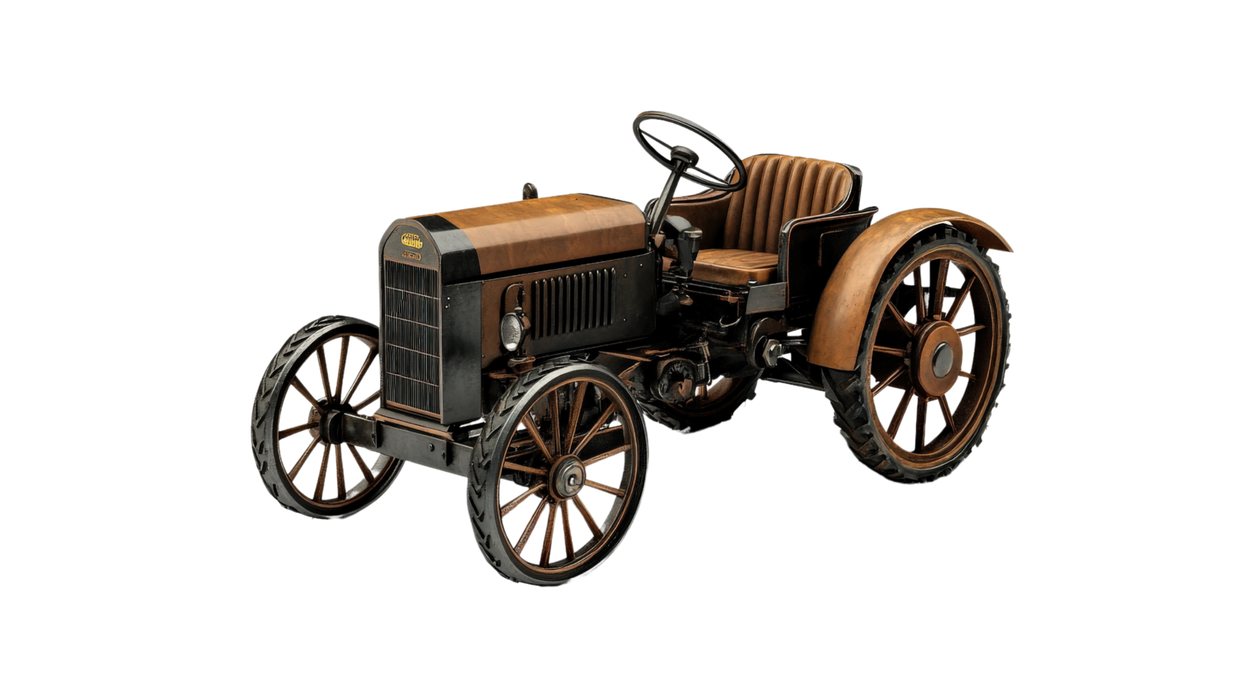 A vintage tractor is shown against a black background png