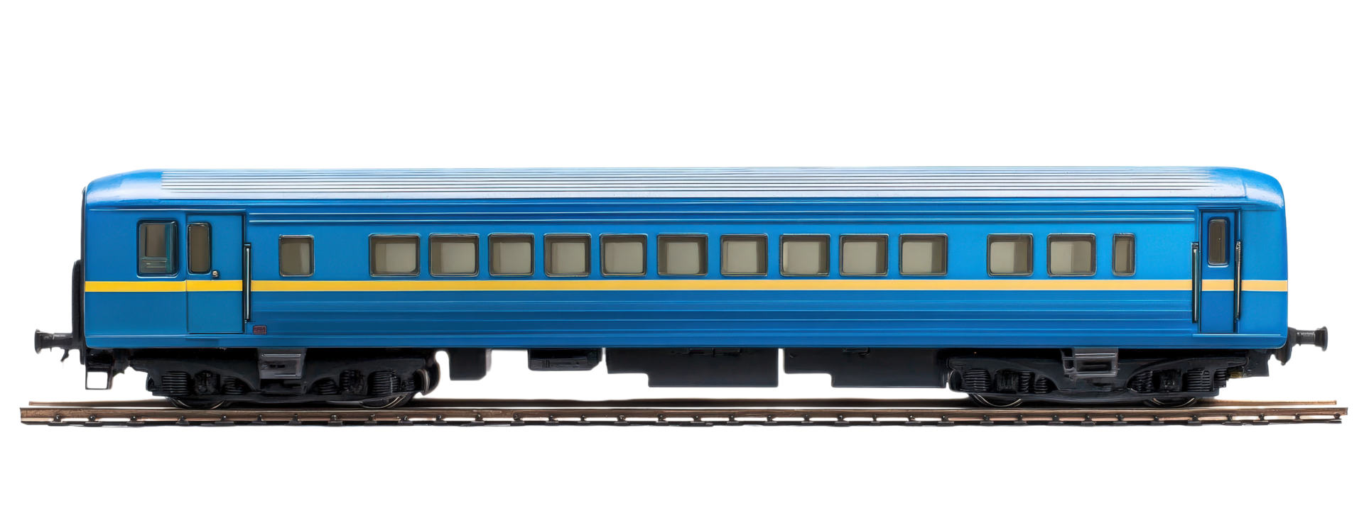 A blue train car on a track with a black background png