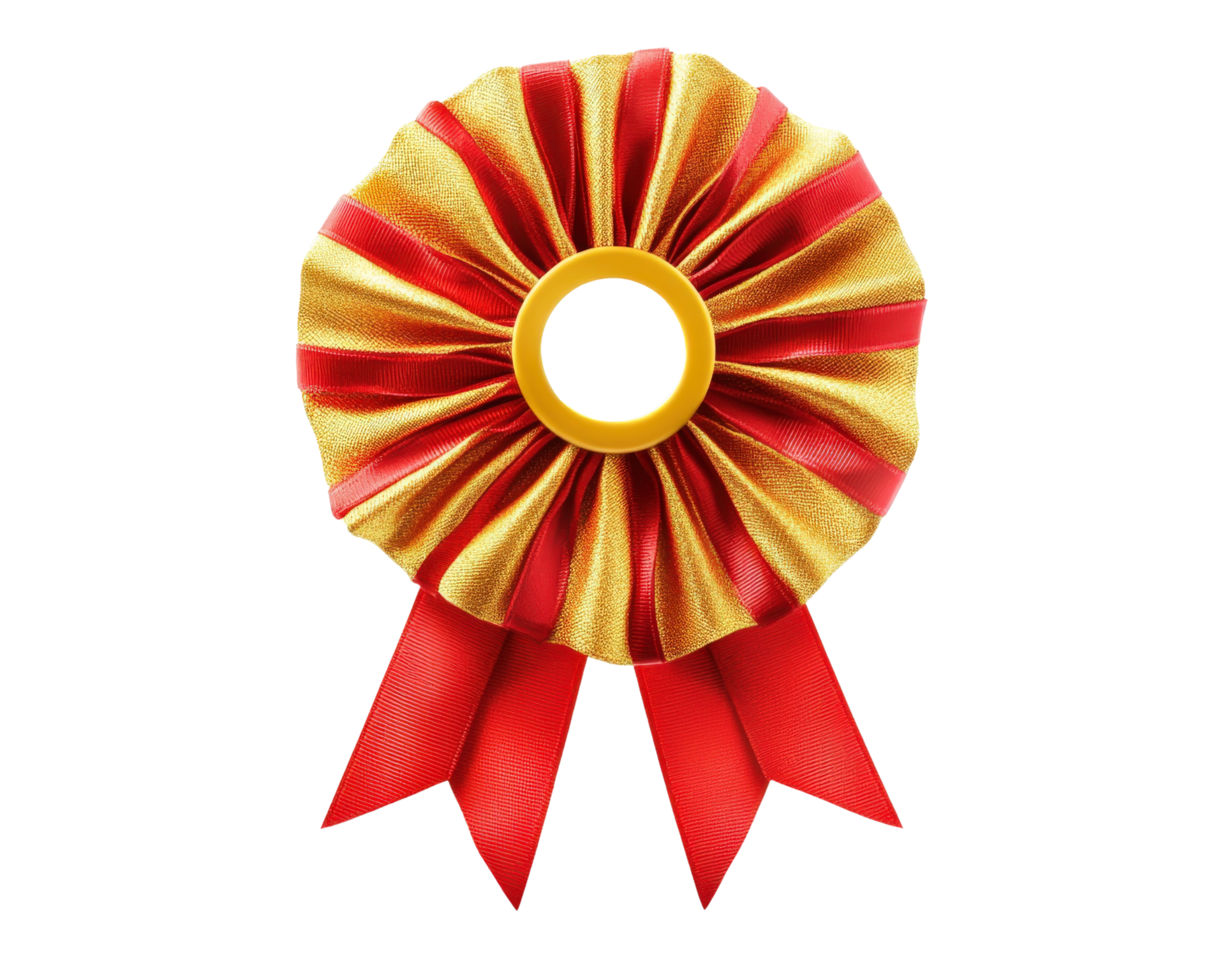A red and gold ribbon with a circle in the center png