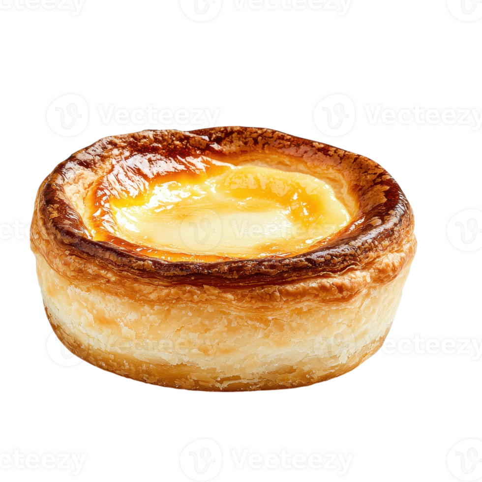 Delicious egg tart on a transparent background. Perfect for dessert or snack. Close up shot png