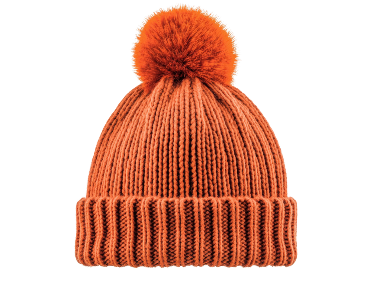 The orange knit hat with a pom pom png