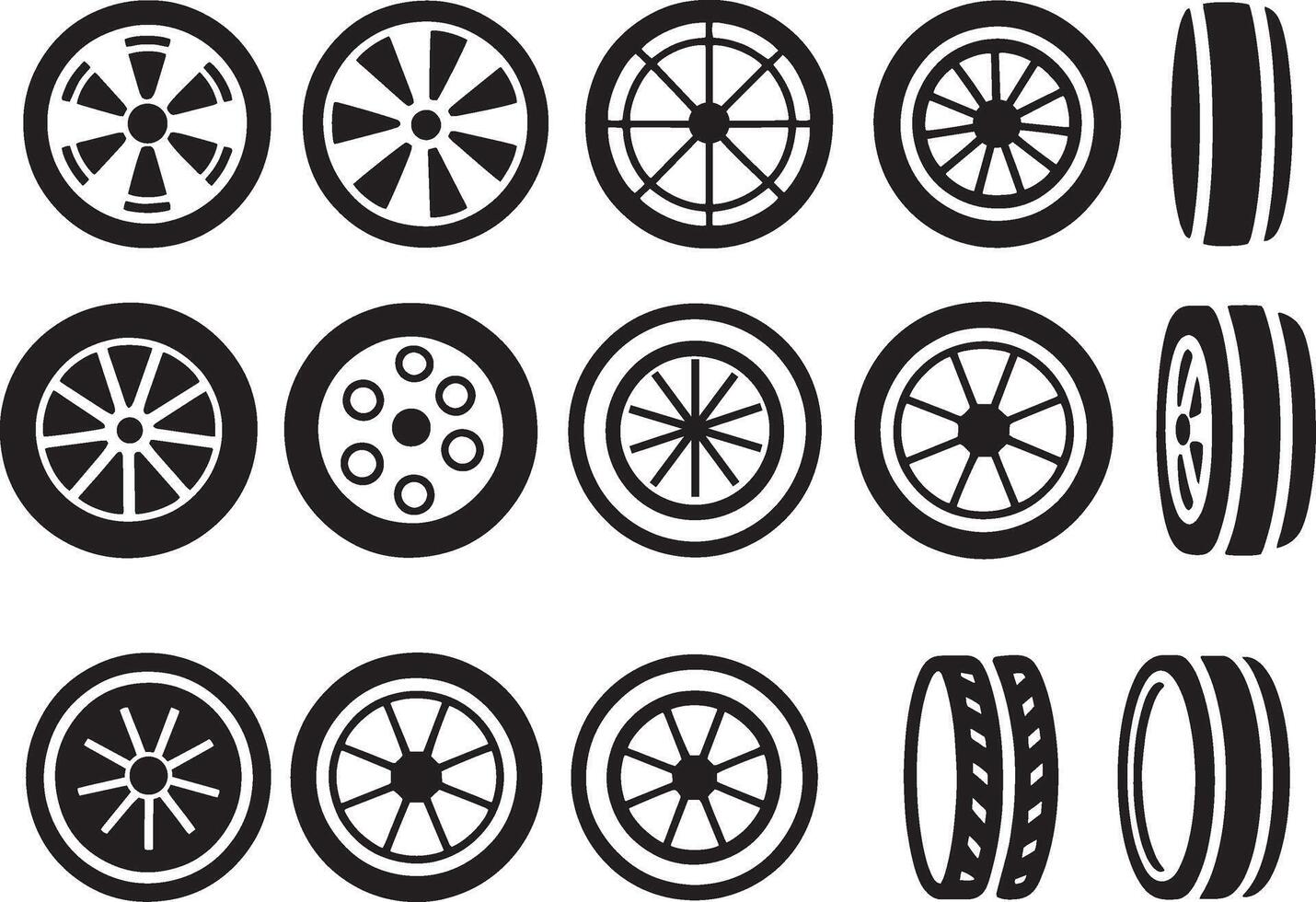 Car tire icon set vector