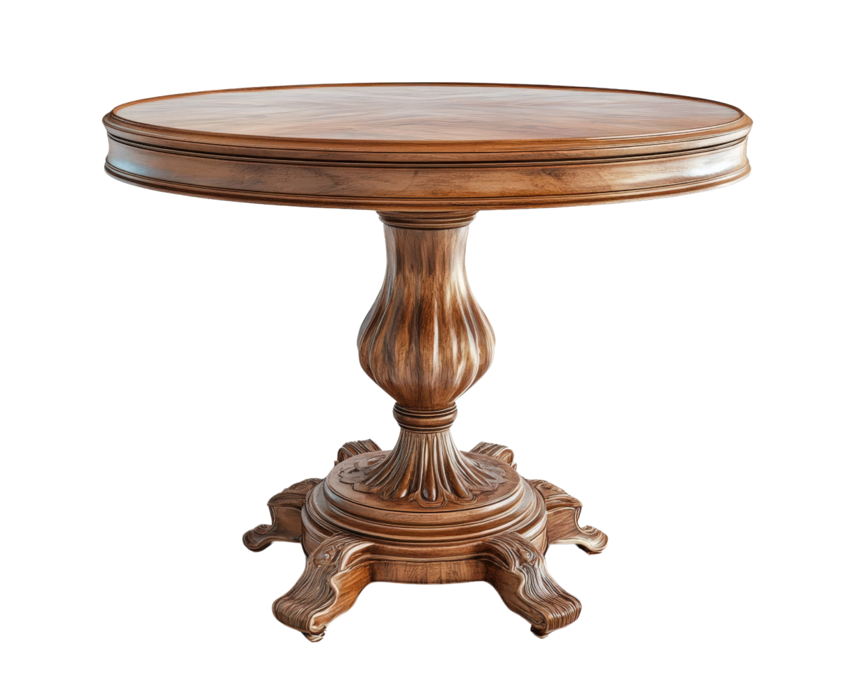 A round table with a pedestal base png