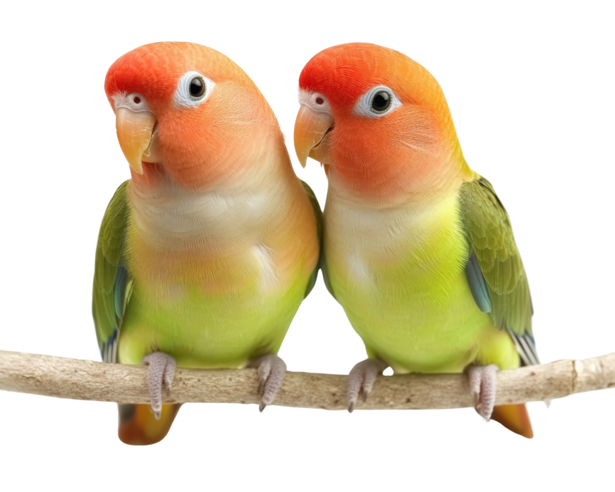 Two lovebirds are sitting on a branch png