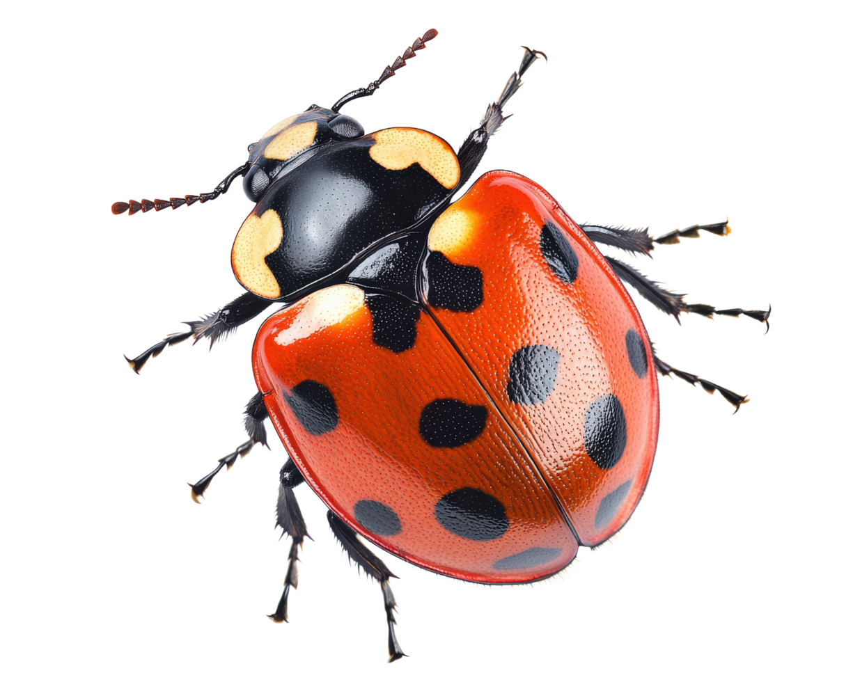 A ladybug with black spots on its back png