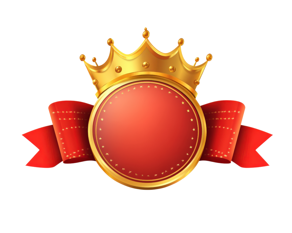 Red crown with red ribbon on black background png