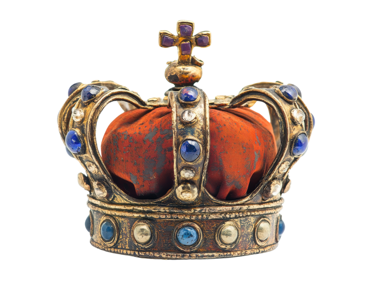 A crown with a red and blue fabric png