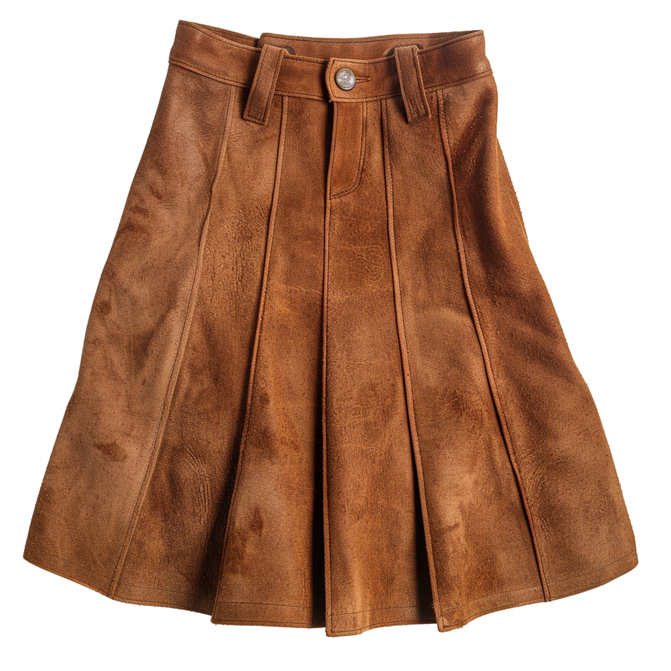 Brown Suede Aline Mini Skirt for Women Fashionable Fall Winter Outfit png