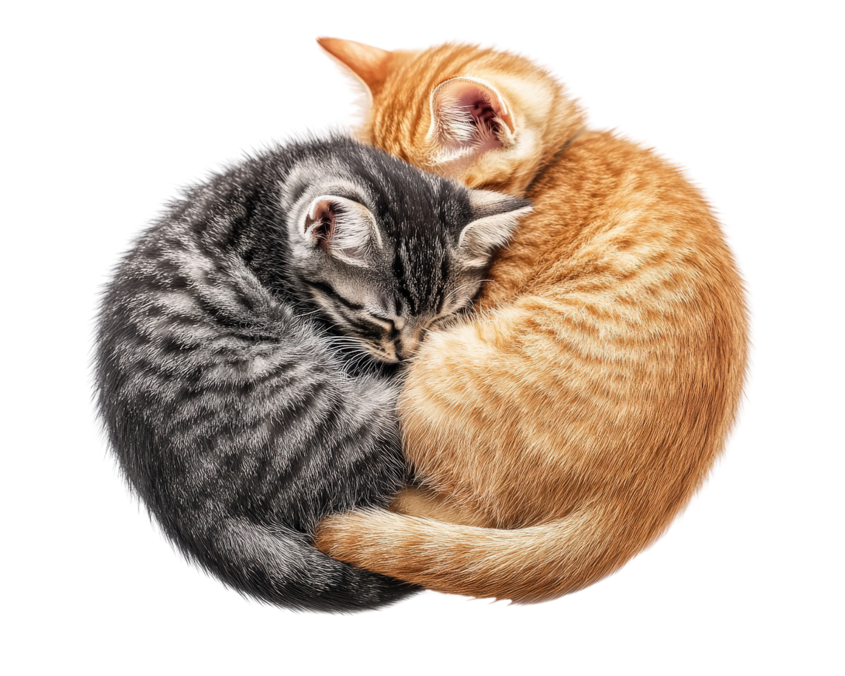 Two cats curled up together in a circle png
