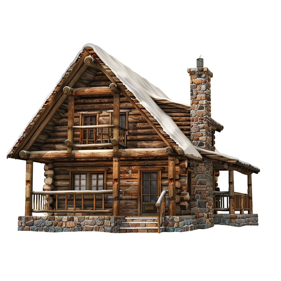 A Charming Rustic Log Cabin in the Winter Snow png