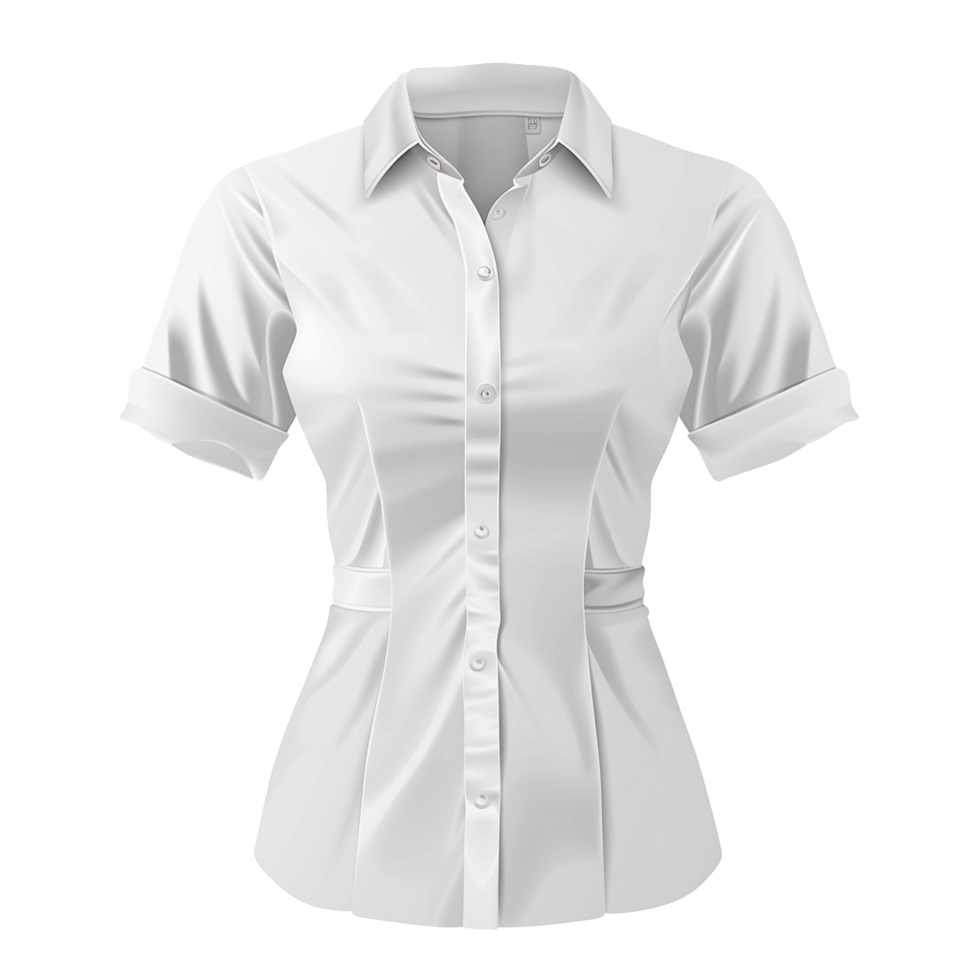 Elegant White Women's Short Sleeve Button Down Shirt Mockup png