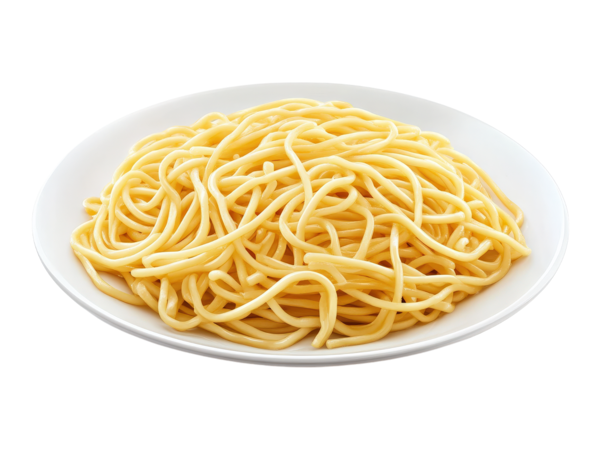 plate of plain cooked spaghetti noodles on transparency background, showcasing their texture and simplicity png