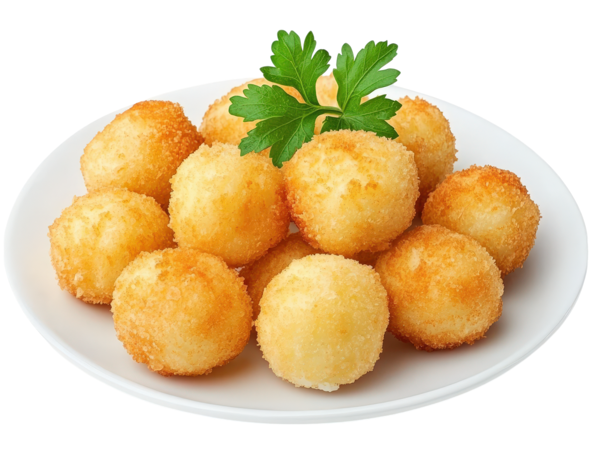 A plate of fried balls of cheese png