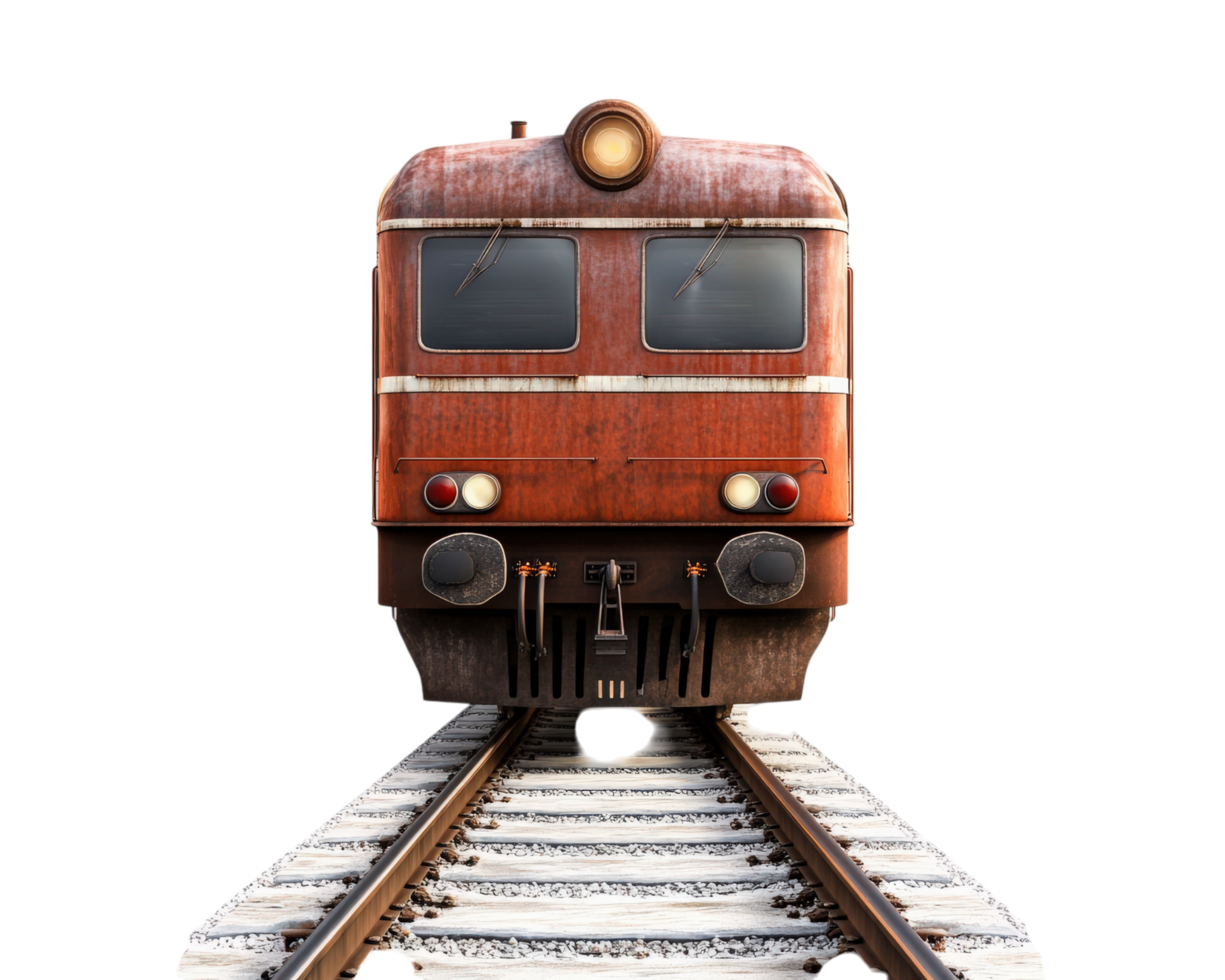 A train is on the tracks on a black background png