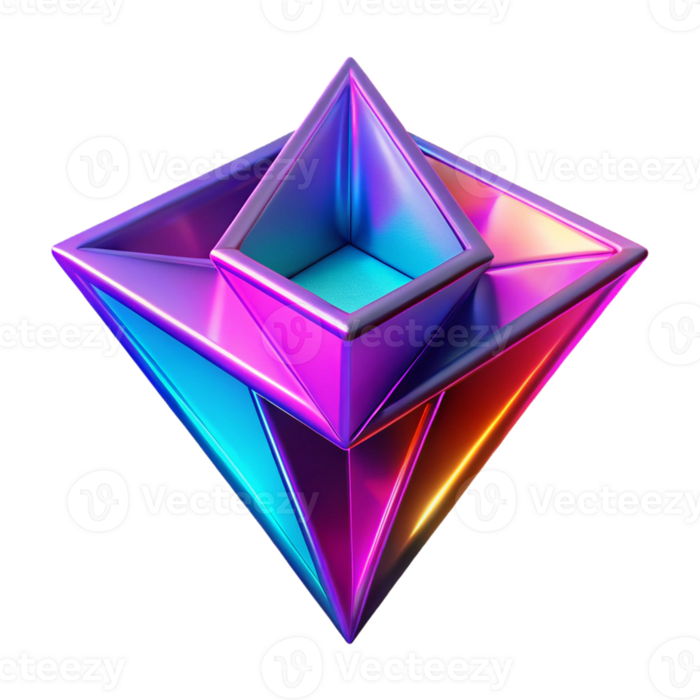 dramatic artistic Fractured geometric shapes in vibrant neon hues, casting long, sharp shadows under a harsh, directional light, cyberpunk style exclusive png