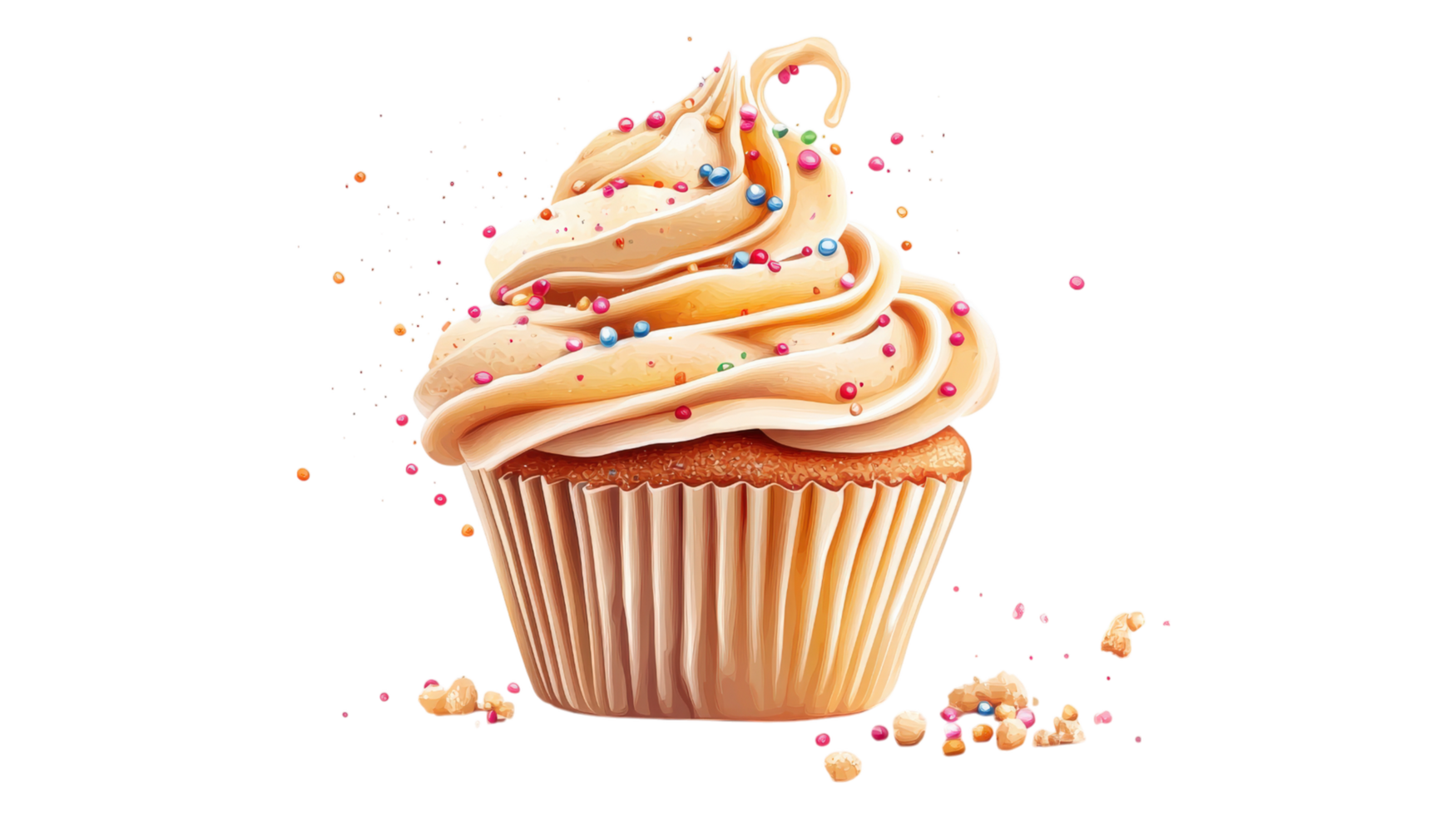A cupcake with sprinkles on top is shown png